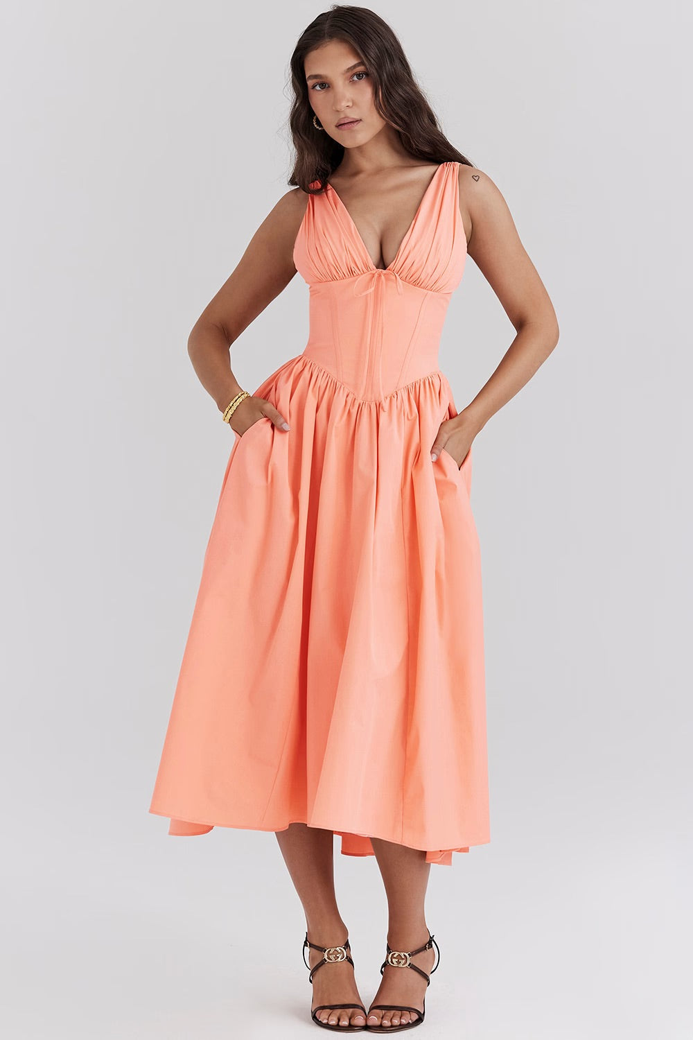 Aeliana | Women's Elegant Flattering Summer Midi Dress