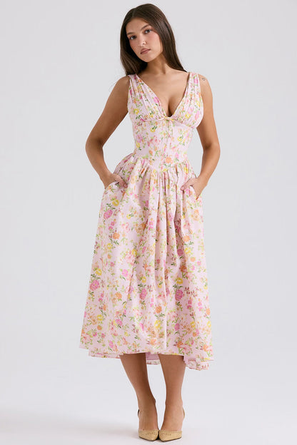 Aeliana | Women's Elegant Flattering Summer Midi Dress