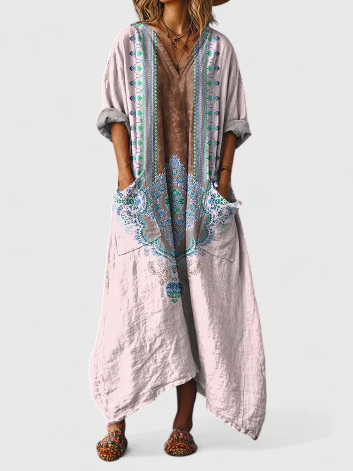 Indra | Women's Maxi Dress with V-Neck and Pockets