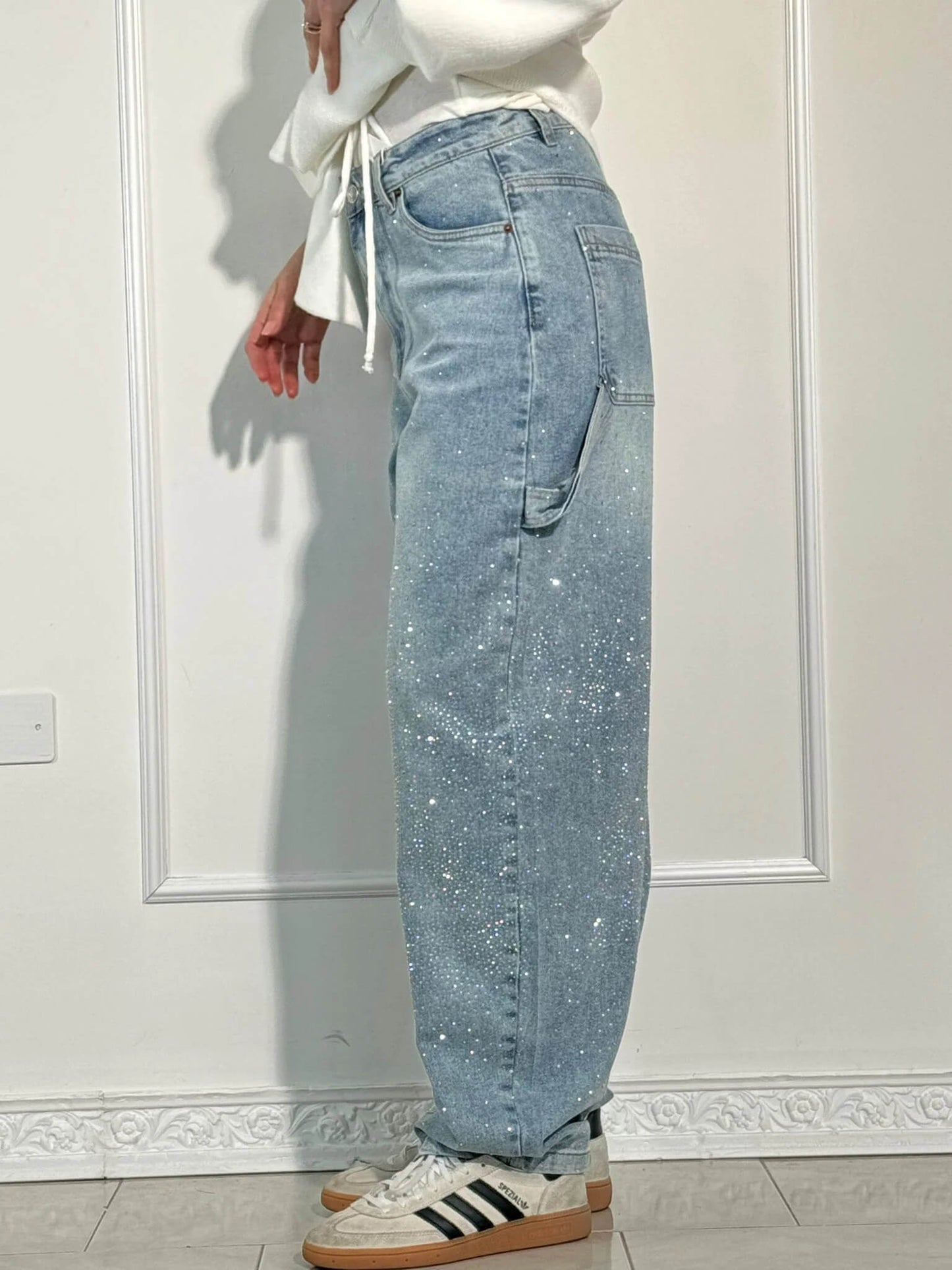 Women's Shiny Carpenter-Style Denim Jeans