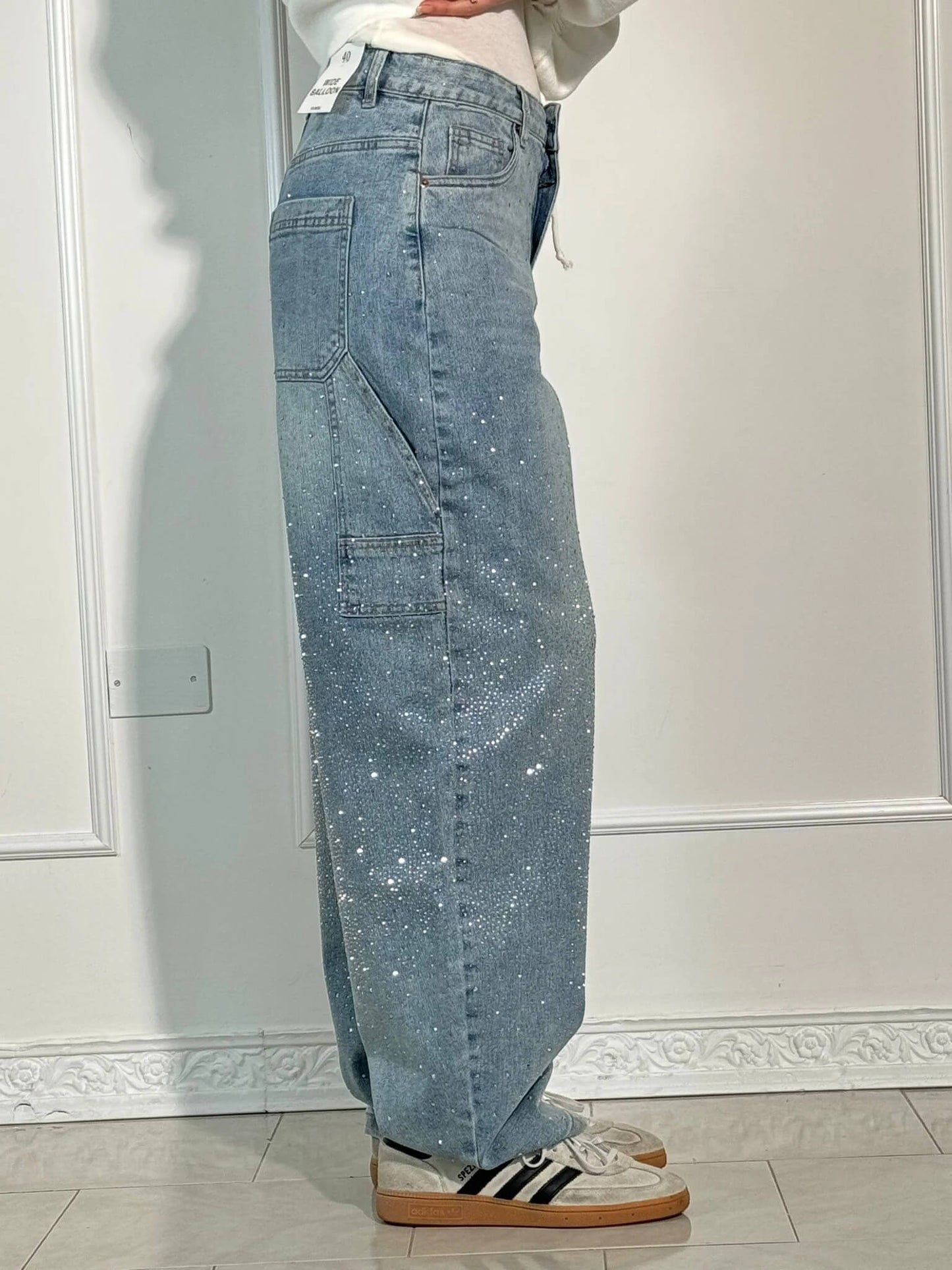 Women's Shiny Carpenter-Style Denim Jeans