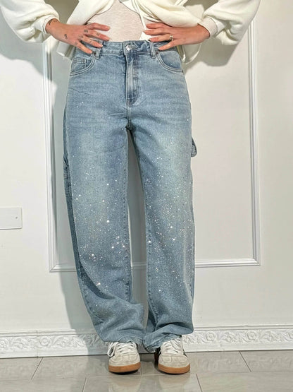 Women's Shiny Carpenter-Style Denim Jeans
