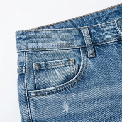 Vivara | Women's Vintage-Inspired Cropped Straight Leg Jeans with Fringe