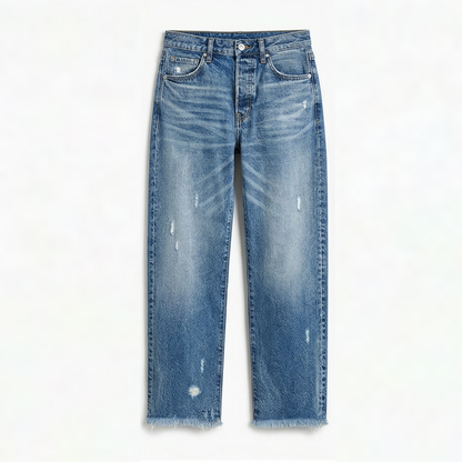Vivara | Women's Vintage-Inspired Cropped Straight Leg Jeans with Fringe
