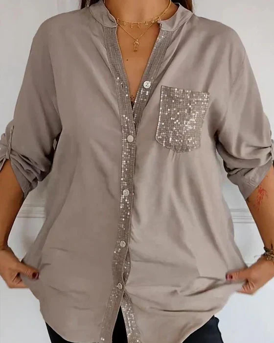 Elaine | Women's Relaxed Chic Glamour Top with Sequins