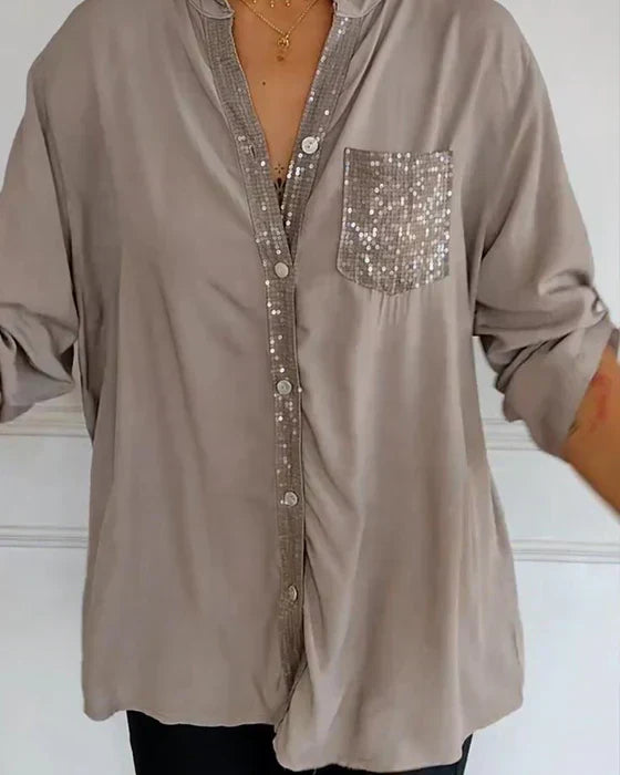 Elaine | Women's Relaxed Chic Glamour Top with Sequins