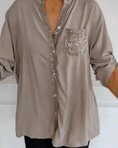 Elaine | Women's Relaxed Chic Glamour Top with Sequins