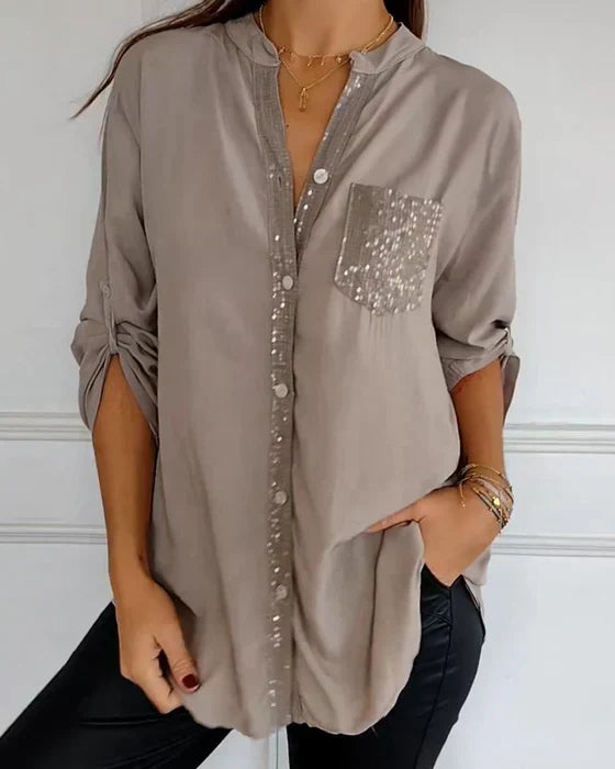 Elaine | Women's Chic Glamour Top with Sequins