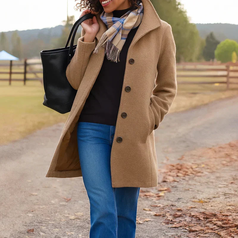 Vera | Women's Classic Mid-Length Button Coat