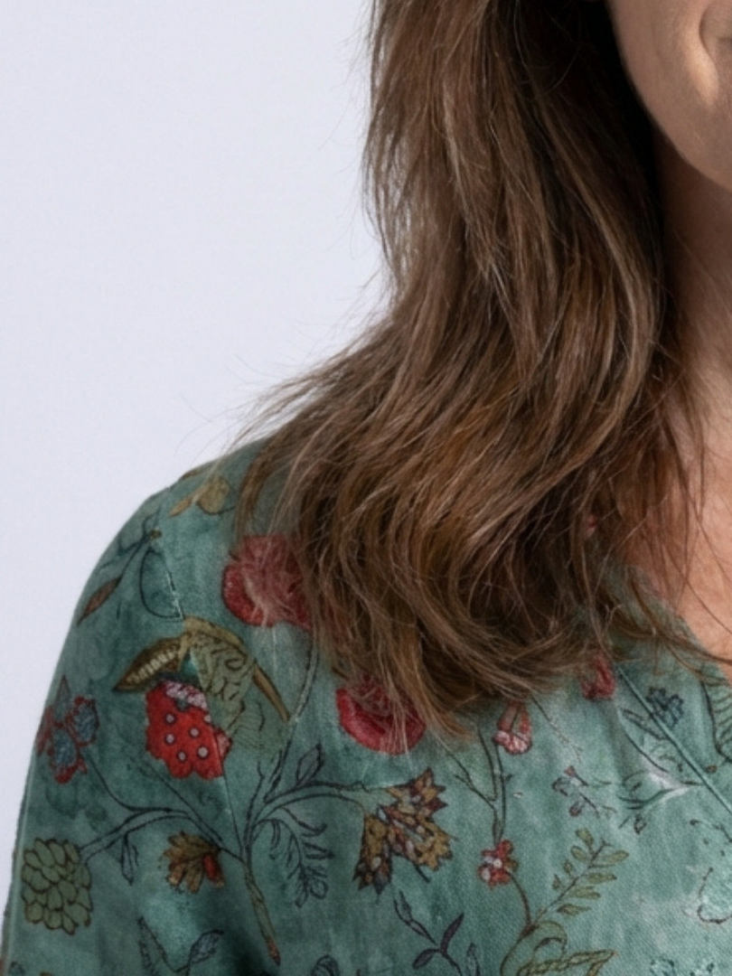 Marina | Women's Relaxed Floral V Neck Three Quarter Sleeve Maxi Dress
