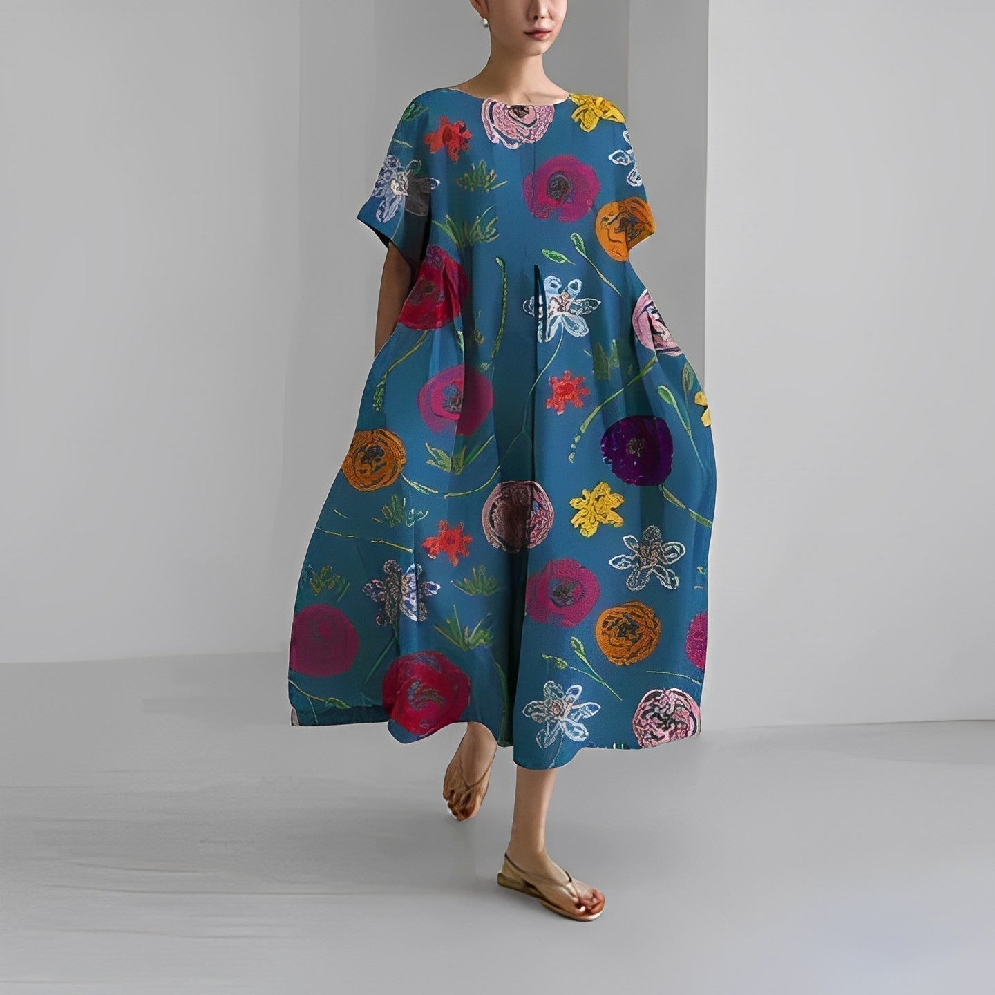 Floria | Women's Relaxed Vibrant Floral Maxi Dress