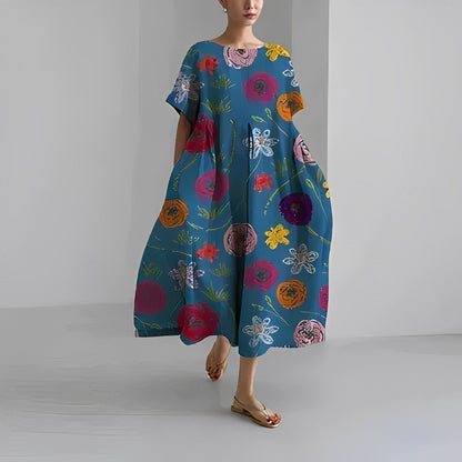 Floria | Women's Relaxed Vibrant Floral Maxi Dress