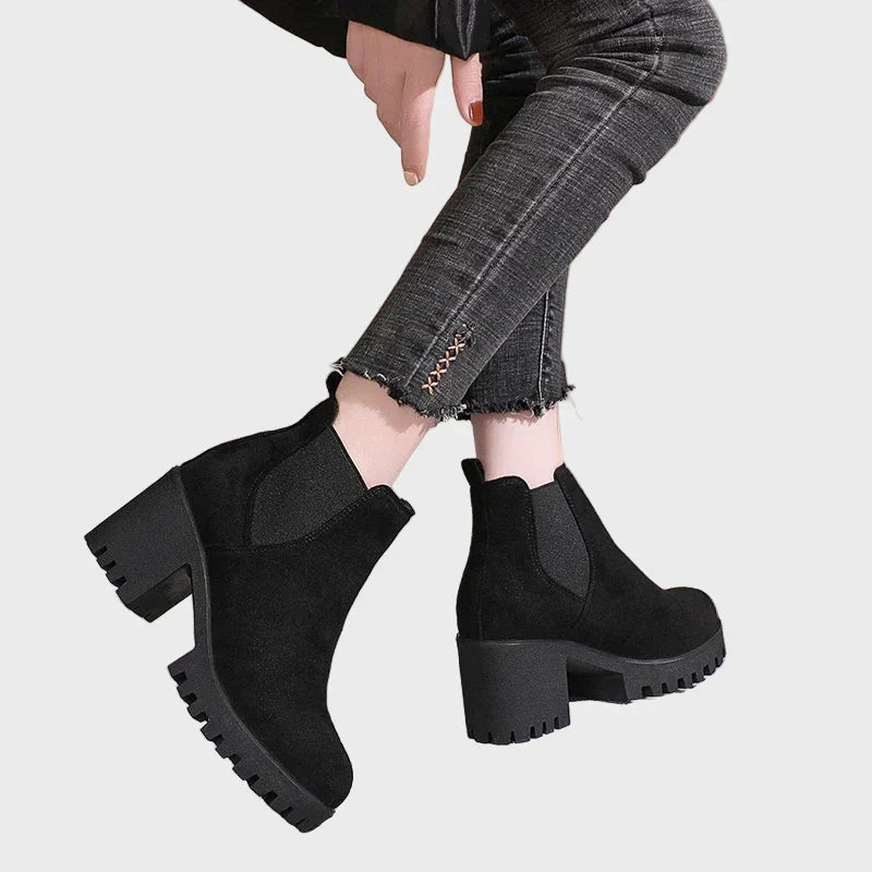 Marley | Women's Cushioned Slip-On Block Heel Short Boots