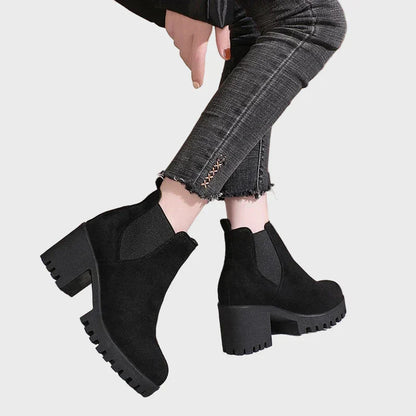 Marley | Women's Cushioned Slip-On Block Heel Short Boots