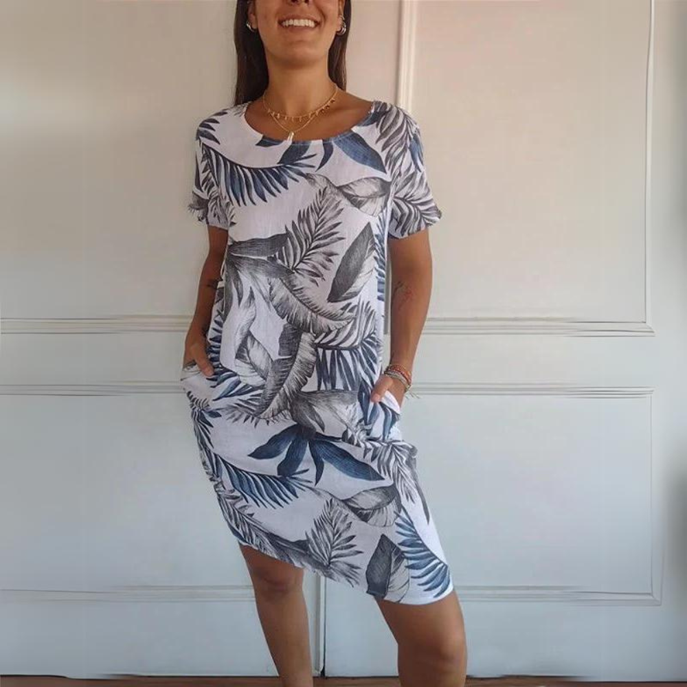 Marije | Women's Comfortable Midi Dress with Round Neckline
