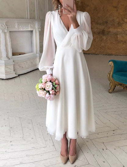 Elegant Midi Wedding Dress for Women