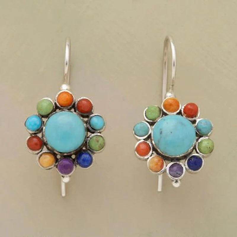 Iris | Vintage Turquoise Hoop Earrings