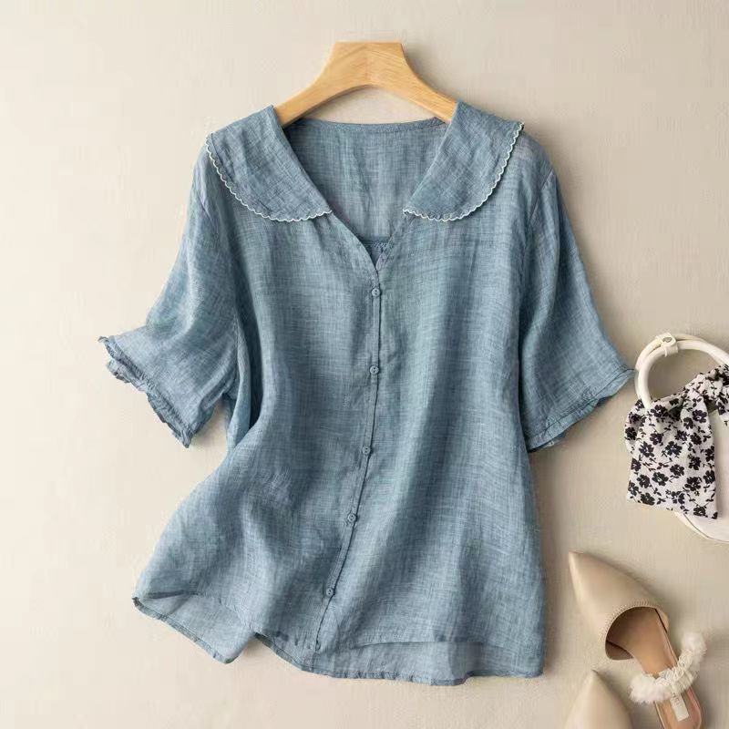 Kristi | Women's Longline Retro-Inspired Blouse with Button Accents