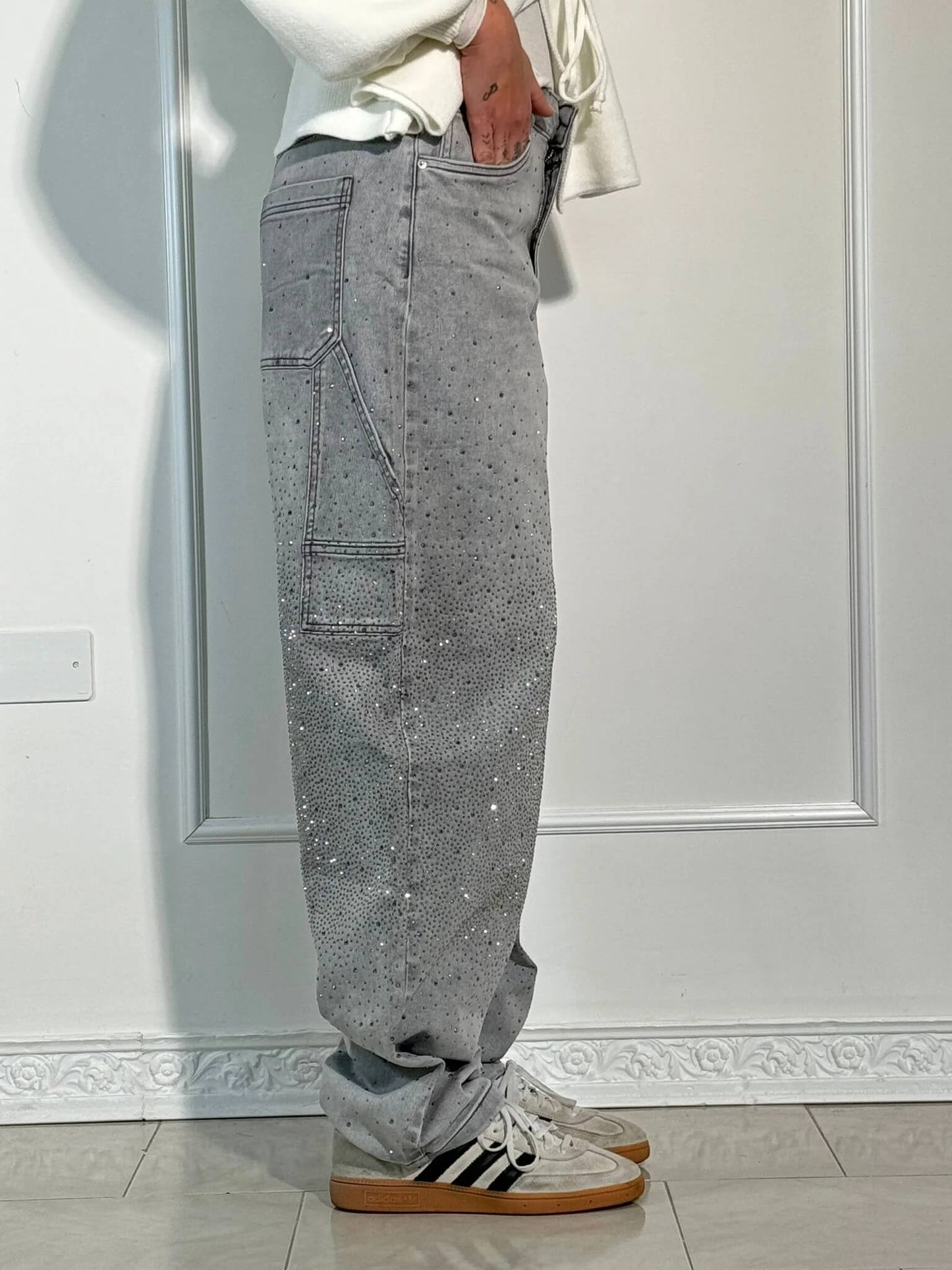 Women's Shiny Carpenter-Style Denim Jeans