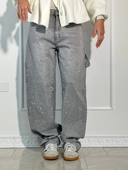 Women's Shiny Carpenter-Style Denim Jeans
