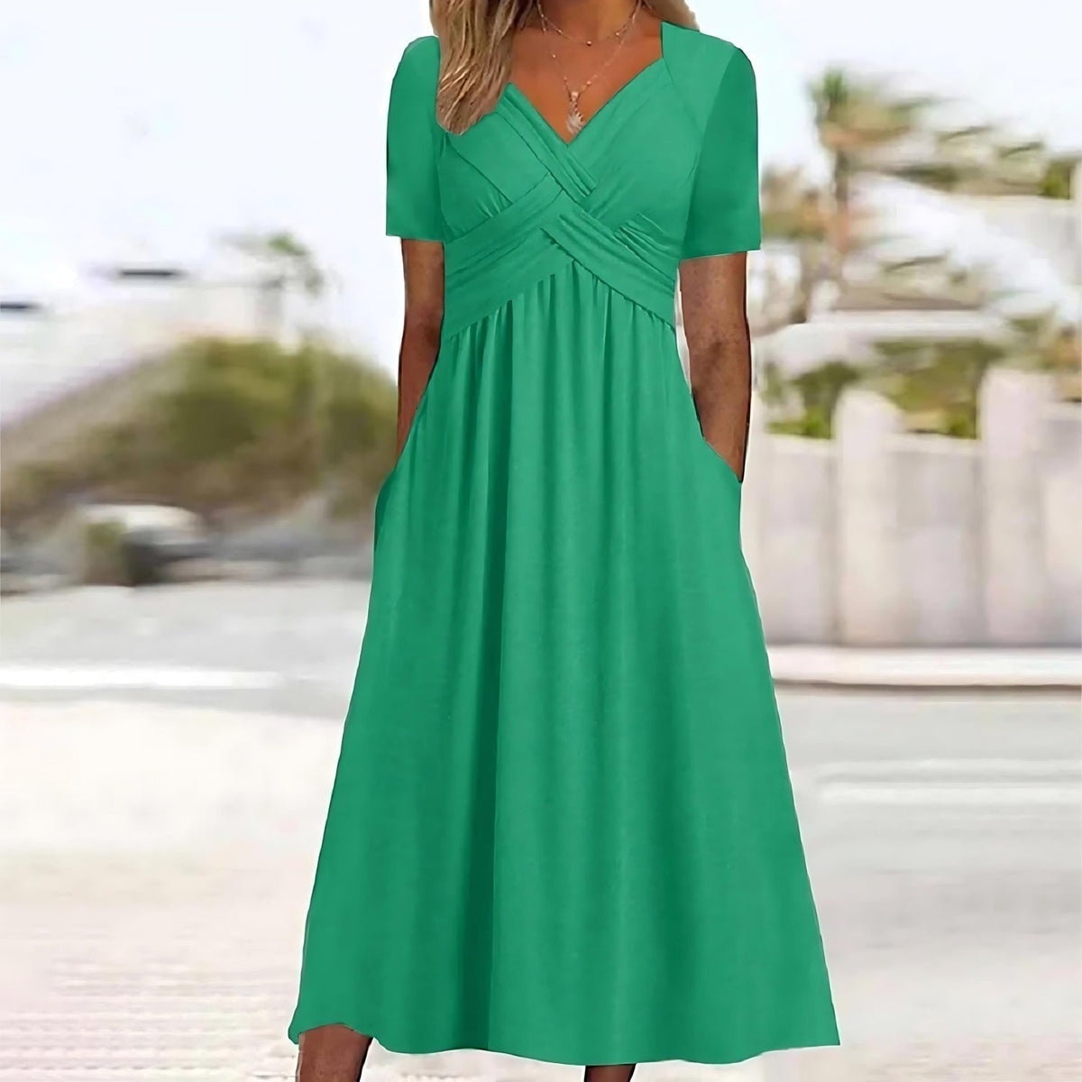 Sacha | Women's Casual Elegance Midi Dress with Pockets