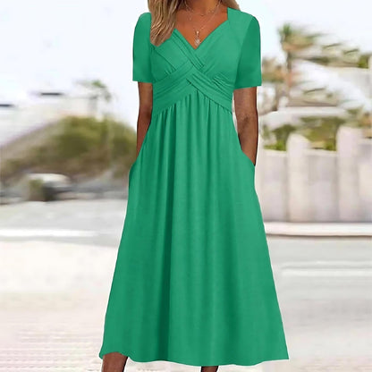 Sacha | Women's Casual Elegance Midi Dress with Pockets