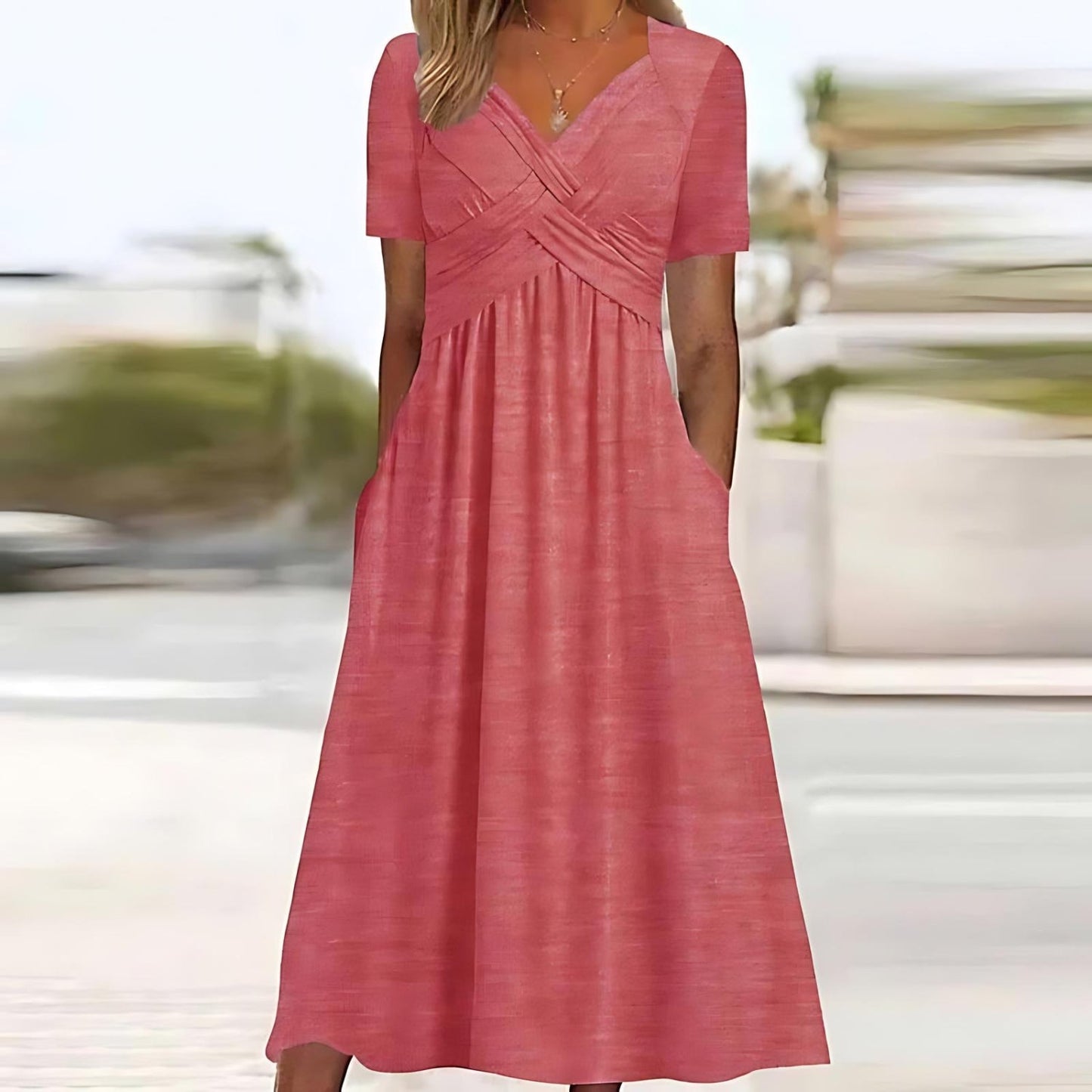 Sacha | Women's Casual Elegance Midi Dress with Pockets