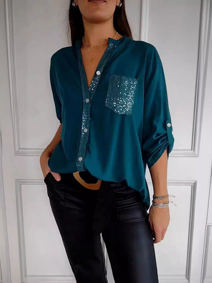 Elaine | Women's Relaxed Chic Glamour Top with Sequins