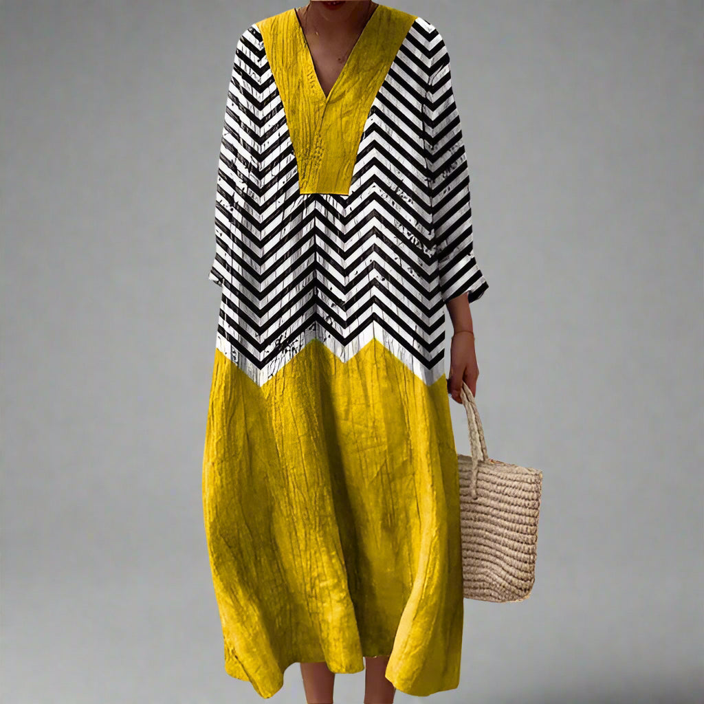 Julia | Women's Relaxed Elegant Geometric Maxi Dress