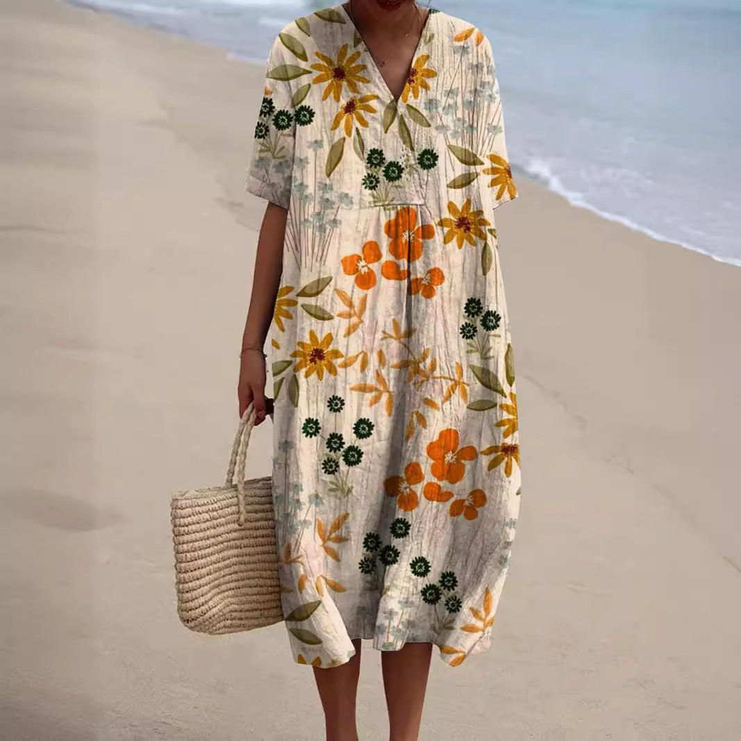 Hannah | Women's Floral Summer Dress with V-Neck