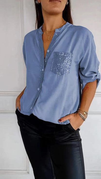 Elaine | Women's Relaxed Chic Glamour Top with Sequins