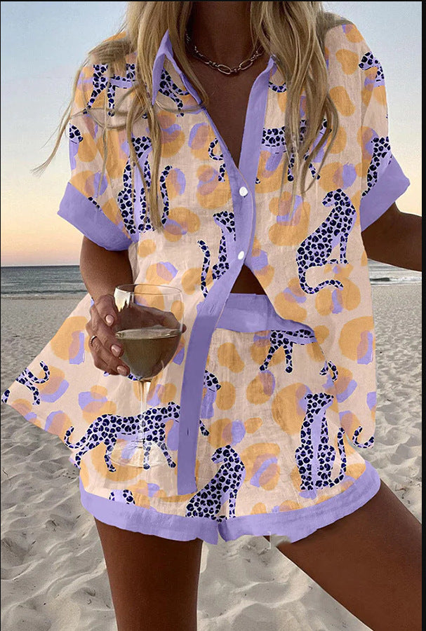 Reolia | Women's Relaxed Short Set with Leopard Print.
