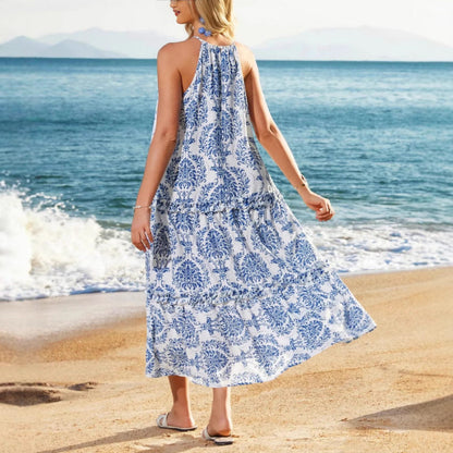 Lilly | Women's Trendy Boho Midi Dress with Round Neck