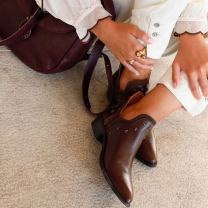 Cushioned Pointed-Toe Western Boots With Studs