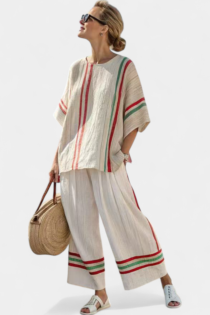 Noemi | Women's Printed Boho Blouse and Comfortable Wide Trousers