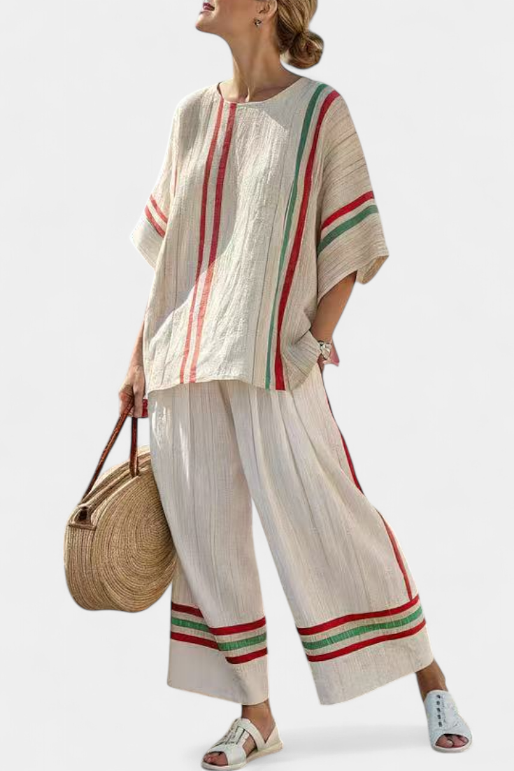 Noemi | Women's Printed Boho Blouse and Comfortable Wide Trousers