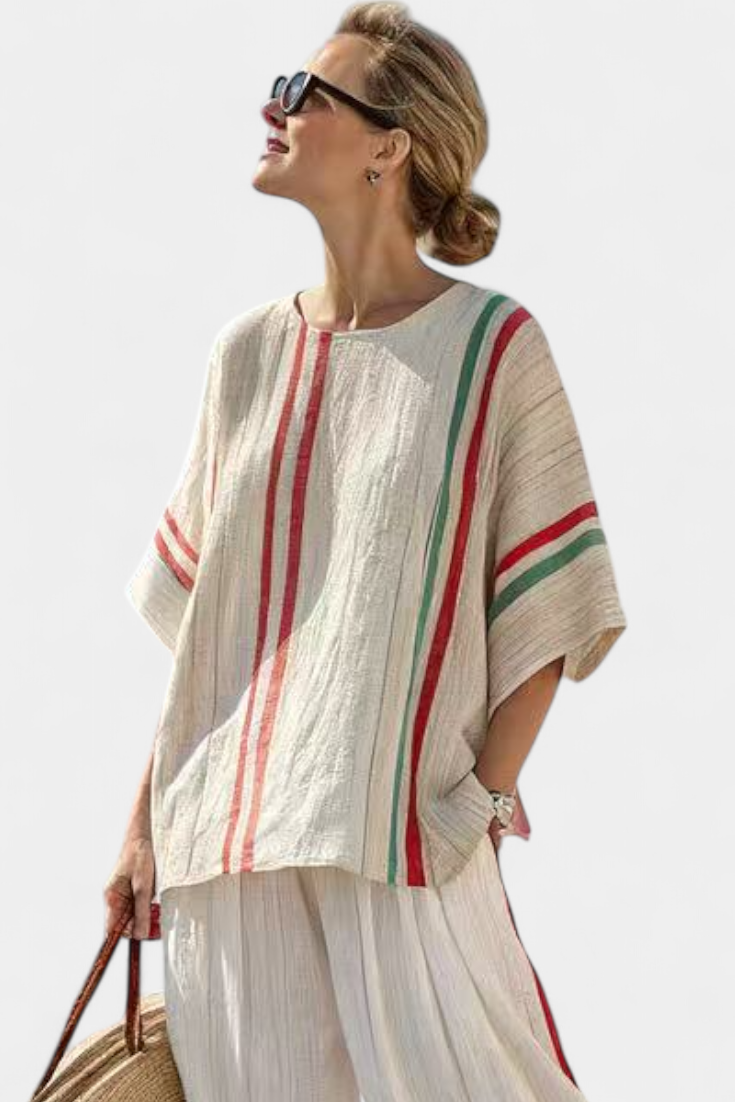 Noemi | Women's Printed Boho Blouse and Comfortable Wide Trousers