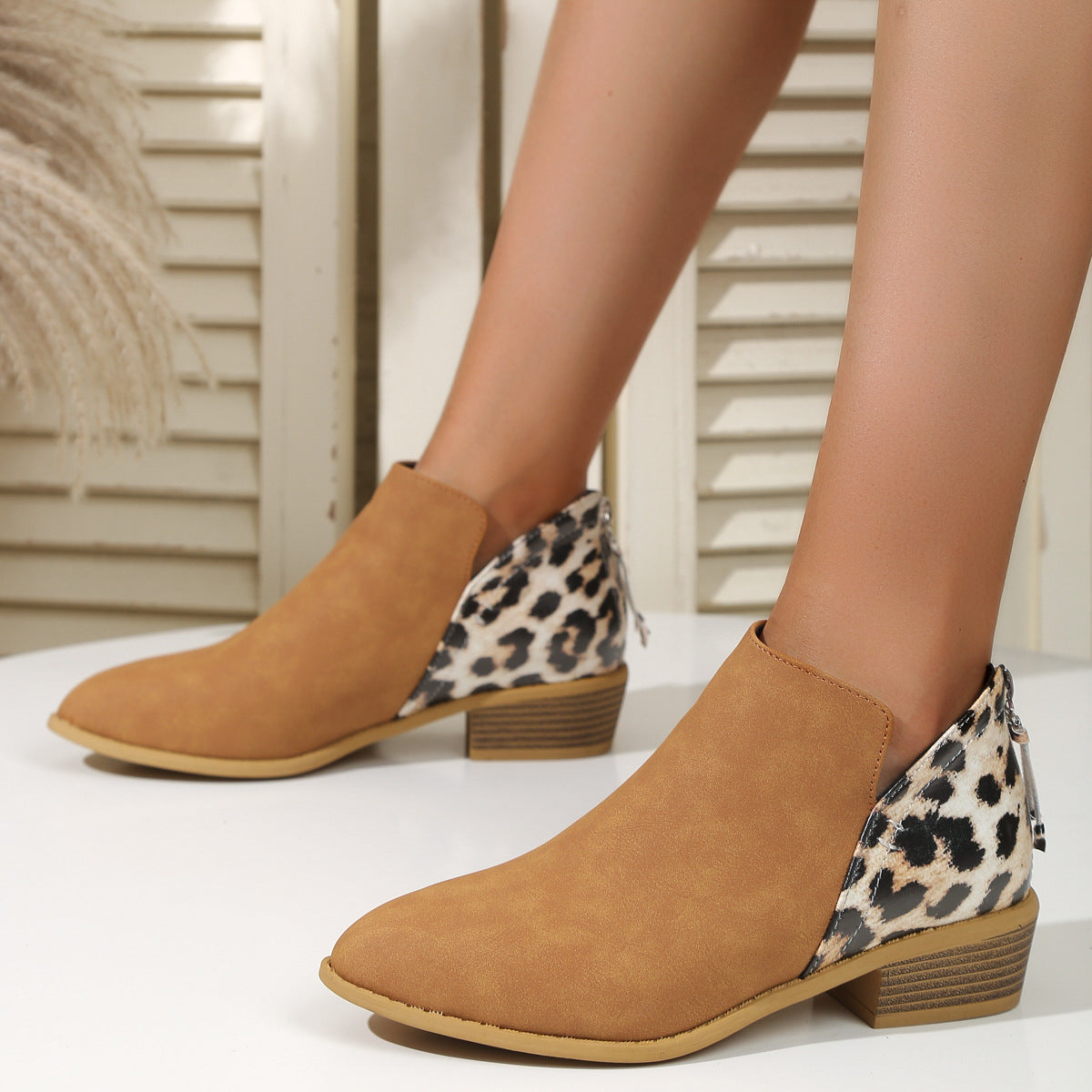Paola | Women's Cushioned Slip-On Animal Print Boots with Arch Support