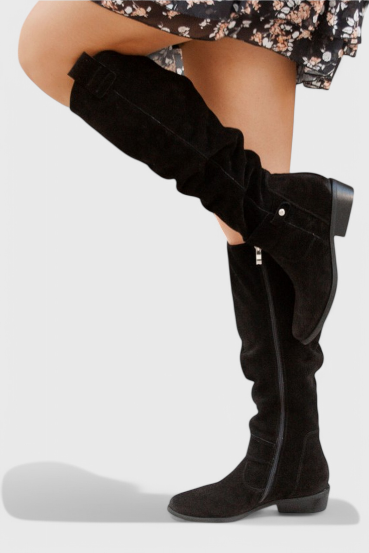 Women's Cushioned Slip-On Celine Retro-Inspired High Boots