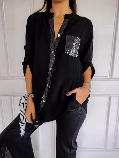 Elaine | Women's Relaxed Chic Glamour Top with Sequins