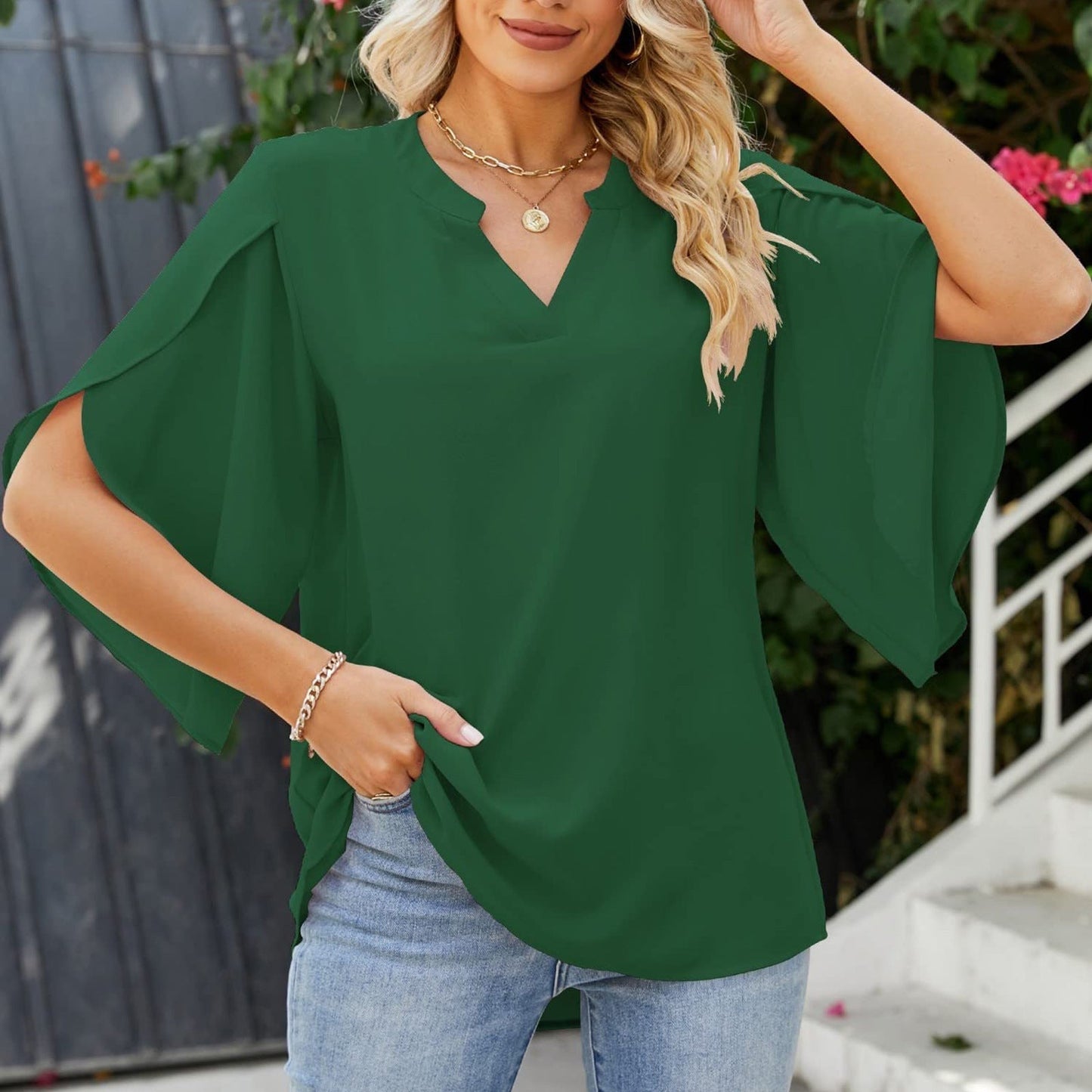 Leni | Women's Relaxed Elegant V-Neck Top