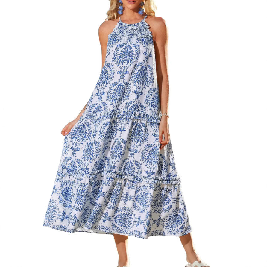 Felicity | Women's Stylish Bohemian Halter Maxi Dress with Tiered Design