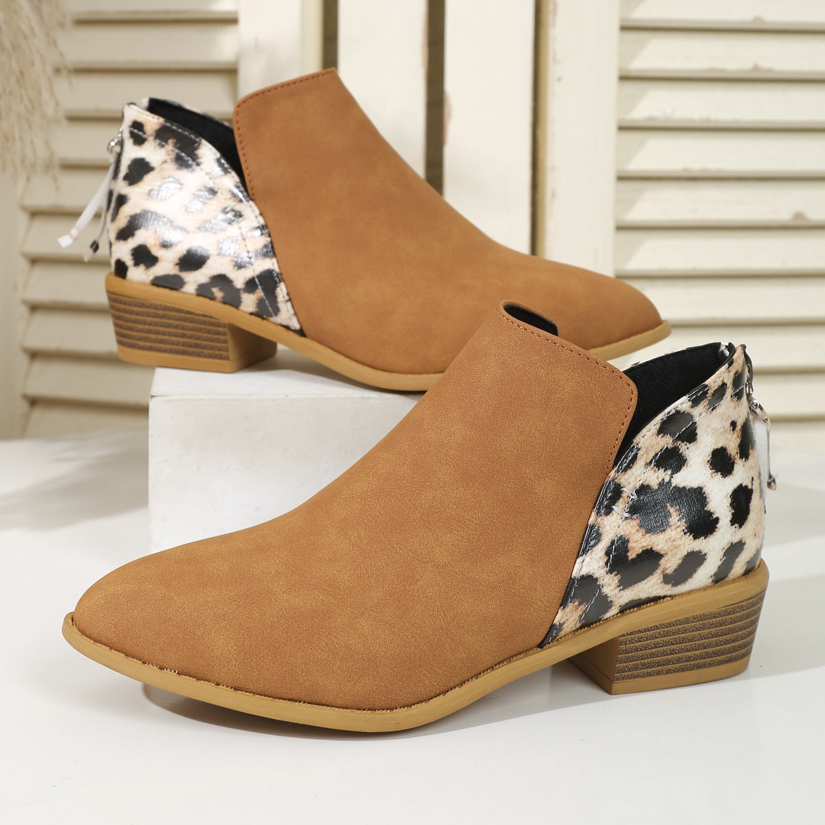 Paola | Women's Cushioned Slip-On Animal Print Boots with Arch Support