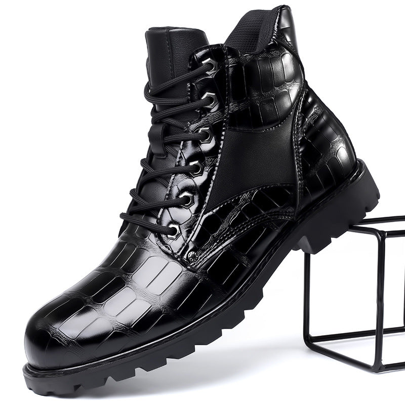 Rendell | Lace-Up Crocodile Boots