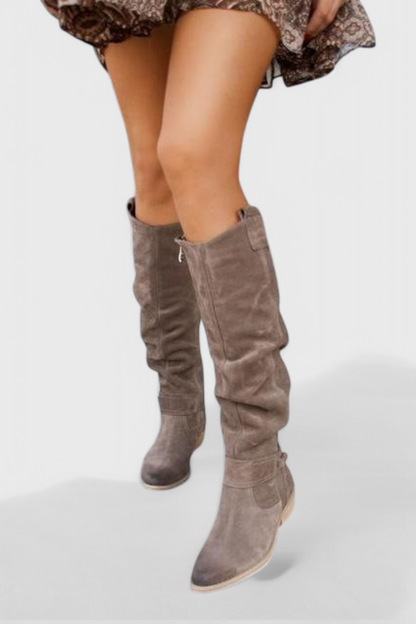 Women's Cushioned Slip-On Celine Retro-Inspired High Boots