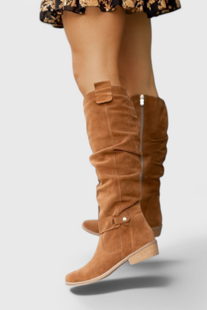 Women's Cushioned Slip-On Celine Retro-Inspired High Boots
