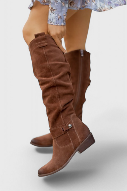Women's Cushioned Slip-On Celine Retro-Inspired High Boots