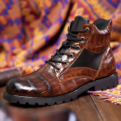 Rendell | Lace-Up Crocodile Boots