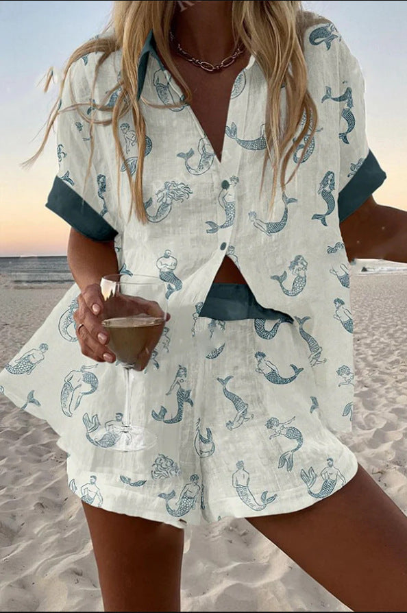 Jalira | Women's Relaxed Short set with mermaid print