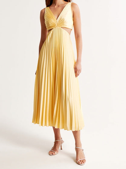 Sarai | Women's Trendy V-Neck Solid Colour Maxi Dress